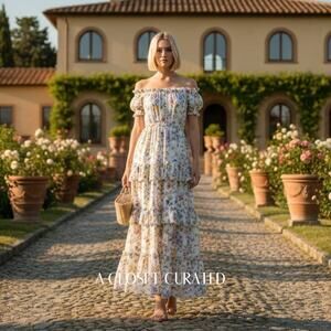 Meadows Bacopa Maxi Dress 2 White Floral NEW